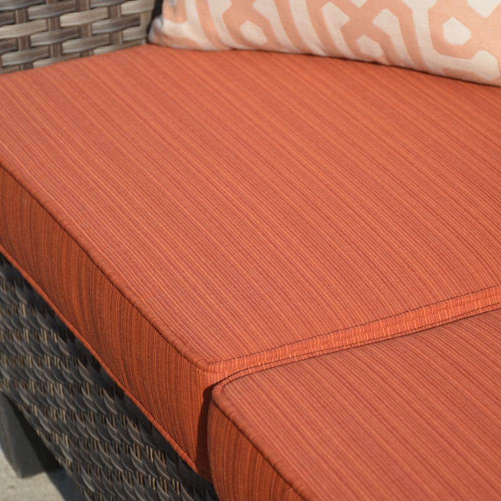 7-Person Gray Steel Frame Patio Sofa Set with Orange Cushions
