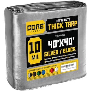 40 ft. x 40 ft. Silver/Black 10 Mil Heavy Duty Polyethylene Tarp, Waterproof, UV Resistant, Rip and Tear Proof