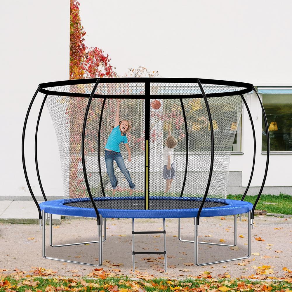 SUNRINX 12 ft. Blue Round Trampoline with Safety Enclosure