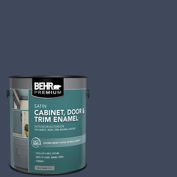 BEHR PREMIUM 1 gal. #S530-7 Dark Navy Satin Enamel Interior/Exterior Cabinet, Door & Trim Paint