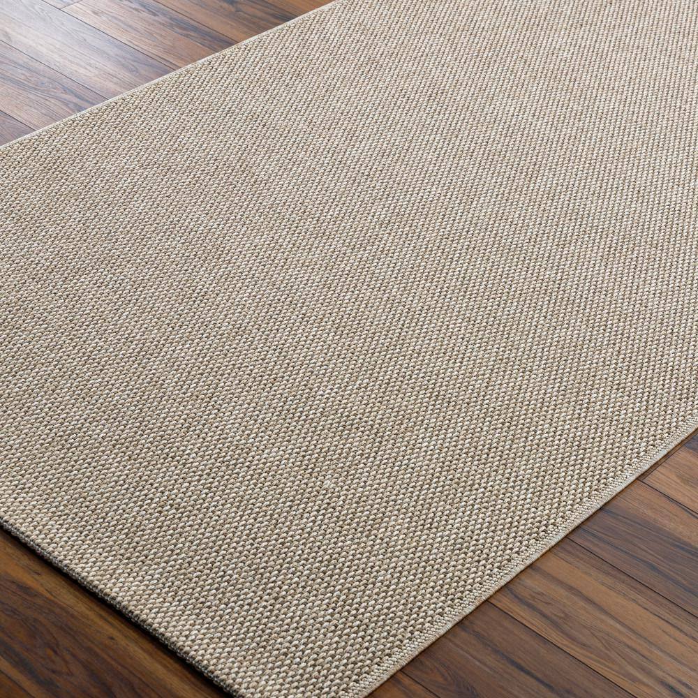 Beige and Gray Rectangular Washable Synthetic Rug