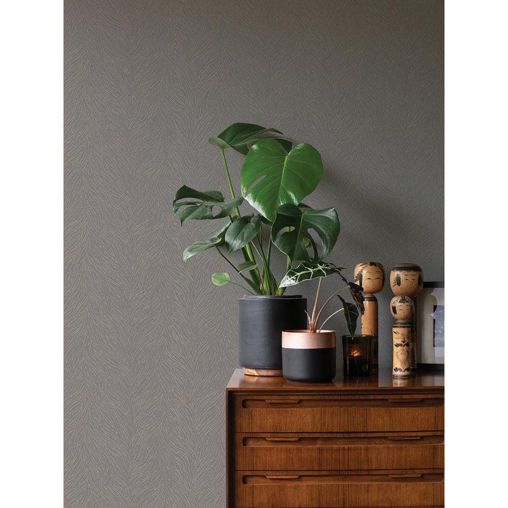 Grey and Gold 3D Abstract Botanical Non-Pasted Wallpaper