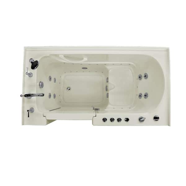 HD Series 60 in. x 32 in. Powered Left Drain Walk-In Combination Bathtub in Beige