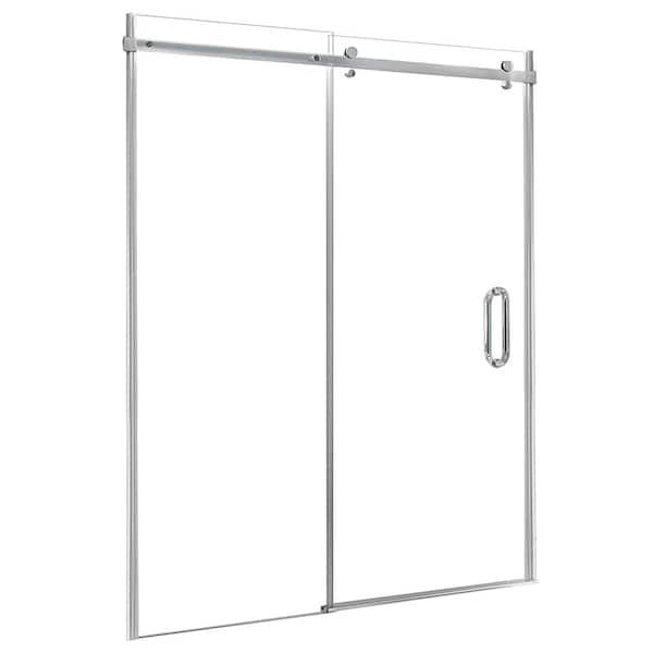 CRAFT + MAIN Marina 60 in. W x 76 in. H Sliding Semi Frameless Shower Door/Enclosure in Silver with Clear Glass