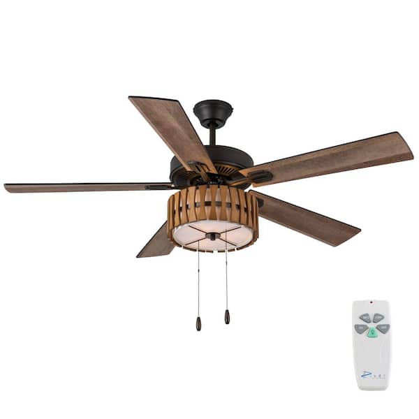52 in. Indoor Oil Rubbed Bronze Max Mid-Century Modern Style Ceiling Fan with Light Kit
