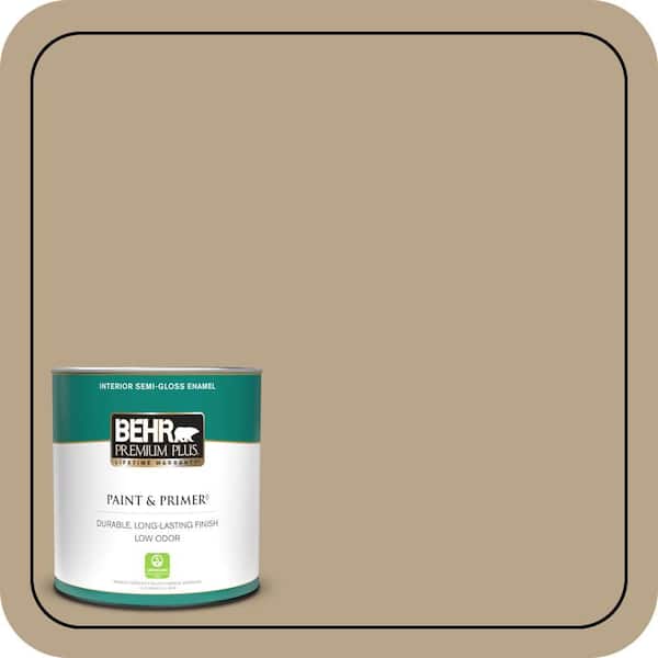 BEHR PREMIUM PLUS 1 qt. #710D-4 Harvest Brown Semi-Gloss Enamel Low Odor Interior Paint & Primer