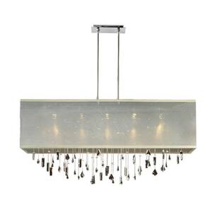 Finishing Touches 007 5-Light Assorted Shape Crystal and Polished Chrome Chandelier W Taupe Rectangular Shade
