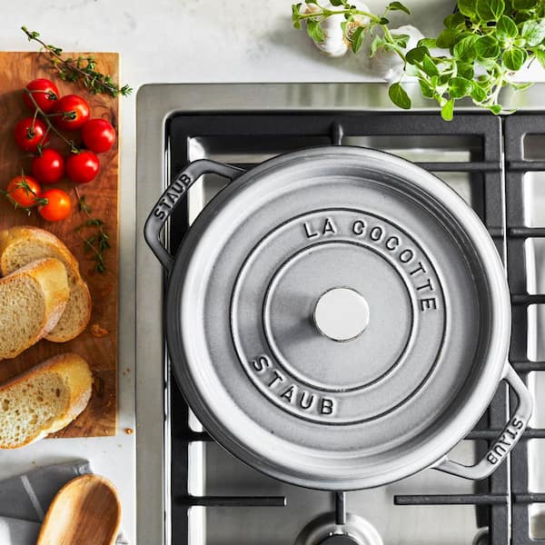 staub Cast Iron 4 qt. Round Cast Iron Dutch Oven in Graphite Grey