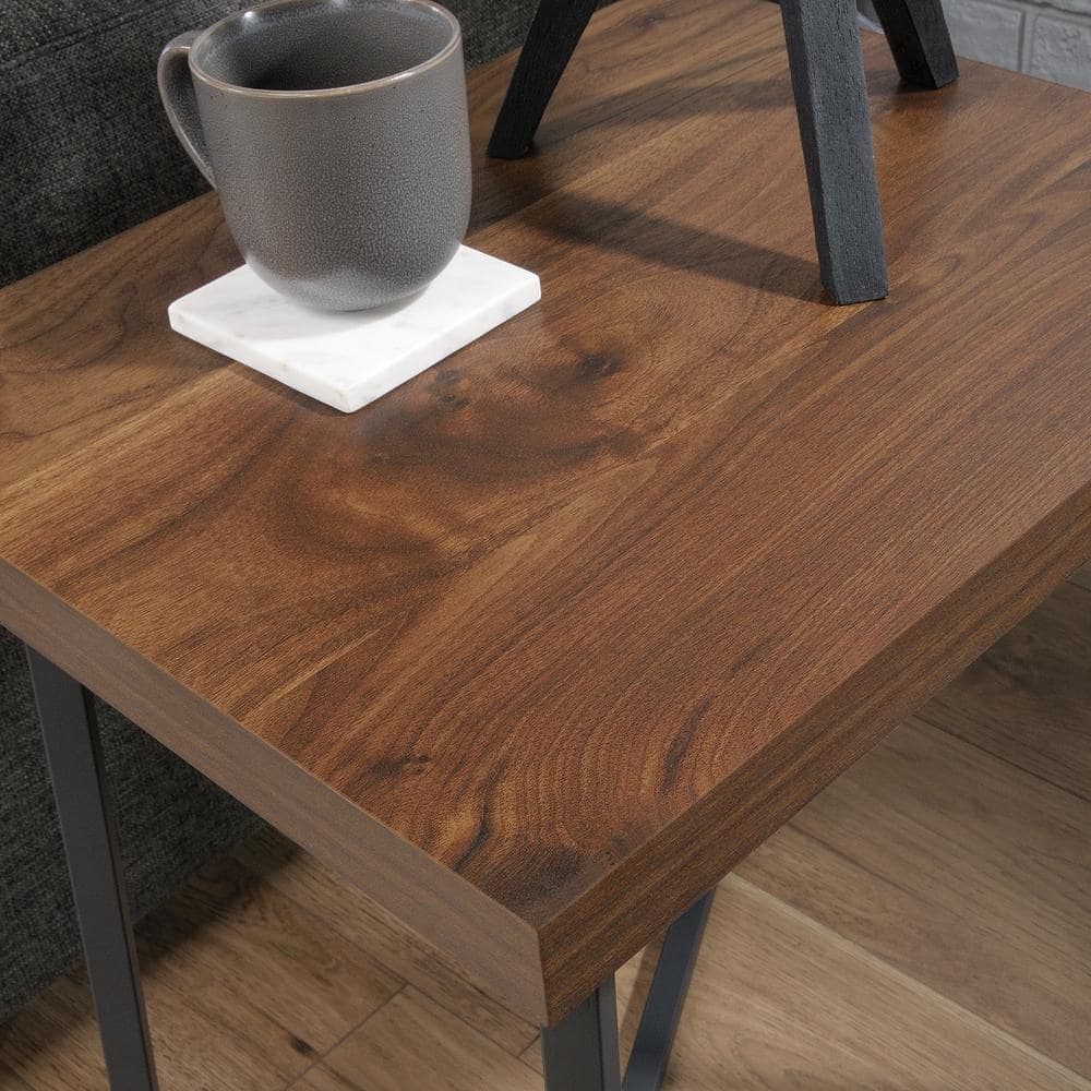 Grand Walnut & Metal Geometric Side Table
