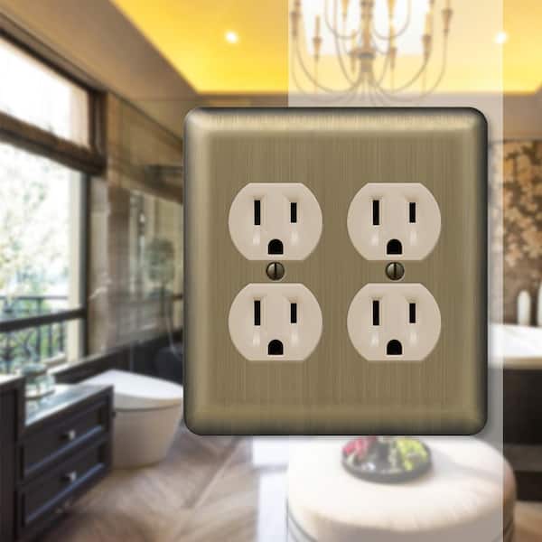 Brass 2-Gang 2 Duplex Wall Plate (1-Pack)