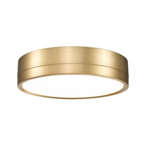 Algar 12 in. Modern Gold Integrated LED Flush Mount with Frosted Acrylic Shade (1-Pack)