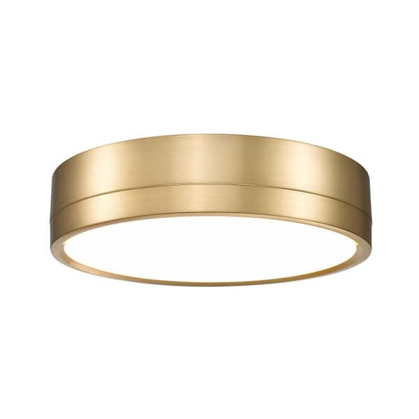 Unbranded Algar 12 in. Modern Gold Integrated LED Flush Mount with Frosted Acrylic Shade (1-Pack)
