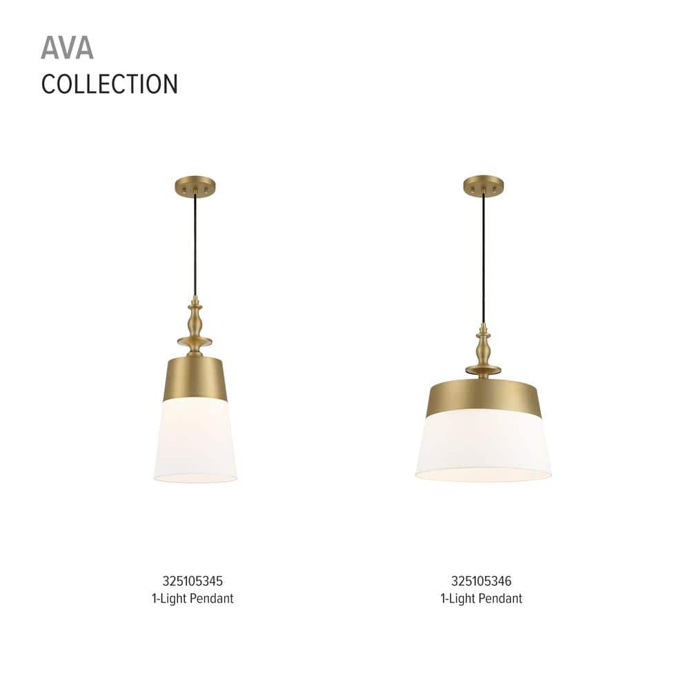 Ava Brushed Gold Drum Pendant Light with White Shade