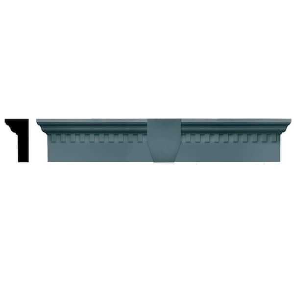 Builders Edge 2-5/8 in. x 6 in. x 33-5/8 in. Composite Classic Dentil Window Header with Keystone in 004 Wedgewood Blue