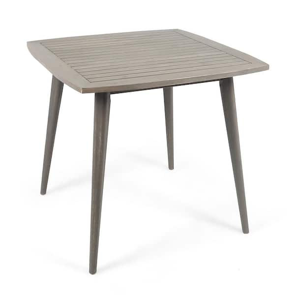 ECOCHIC SPACES INC Gray Outdoor Square Acacia Wood Side Table with a Toothpick Leg Design and Water Resistant Finish, Durable Wooden Table