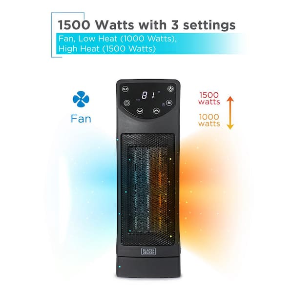 BLACK+DECKER 1500W Oscillating Ceramic Desktop Electric Heater