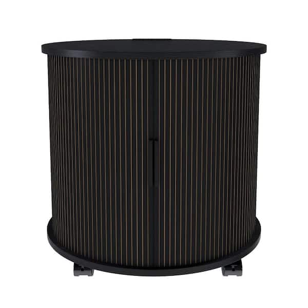 2-Tier Nightstand,End Table,Side Table,Bedside Table with USB Ports,Built-in Charging Station&Sliding Door in Black