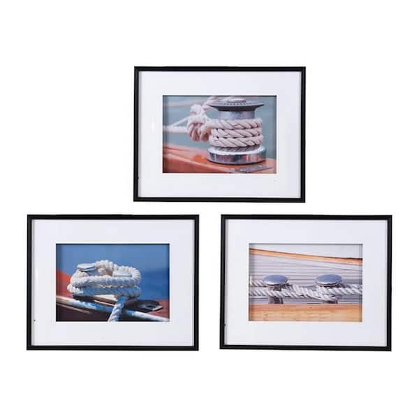 Framed 30 in. x 24 in. Boater Knots Wall Art, Printed artwork for Living Room Bedrrom Entryway Office, Set of 3