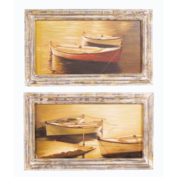 Antique Reproductions 16 in. x 27.5 in. "Row Boat Prints" Framed Wall Art