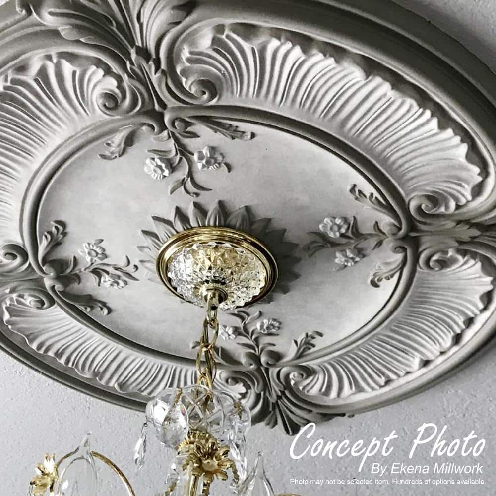 Primed White Urethane Rose Ceiling Medallion, 33 7/8"