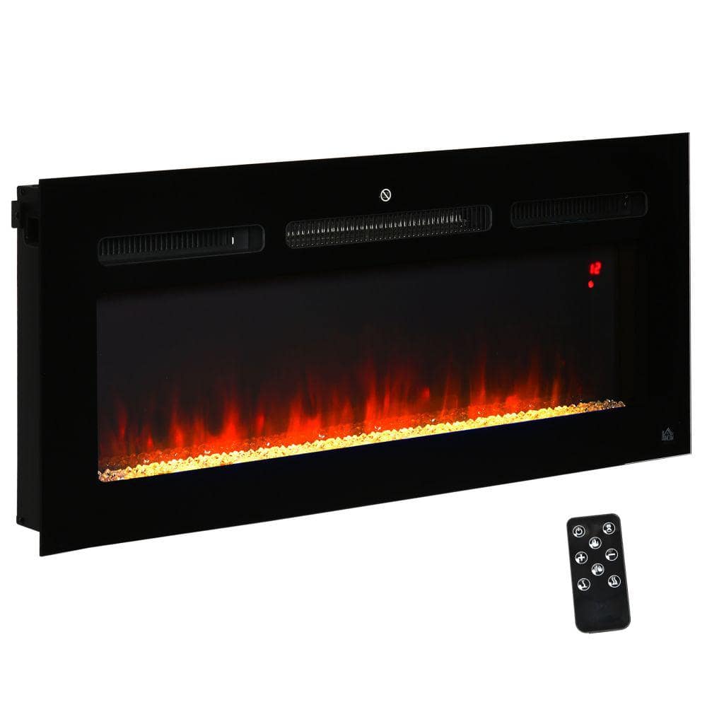 Amucolo 40 in. 1500-Watt Recessed and Wall Mounted Electric Fireplace ...