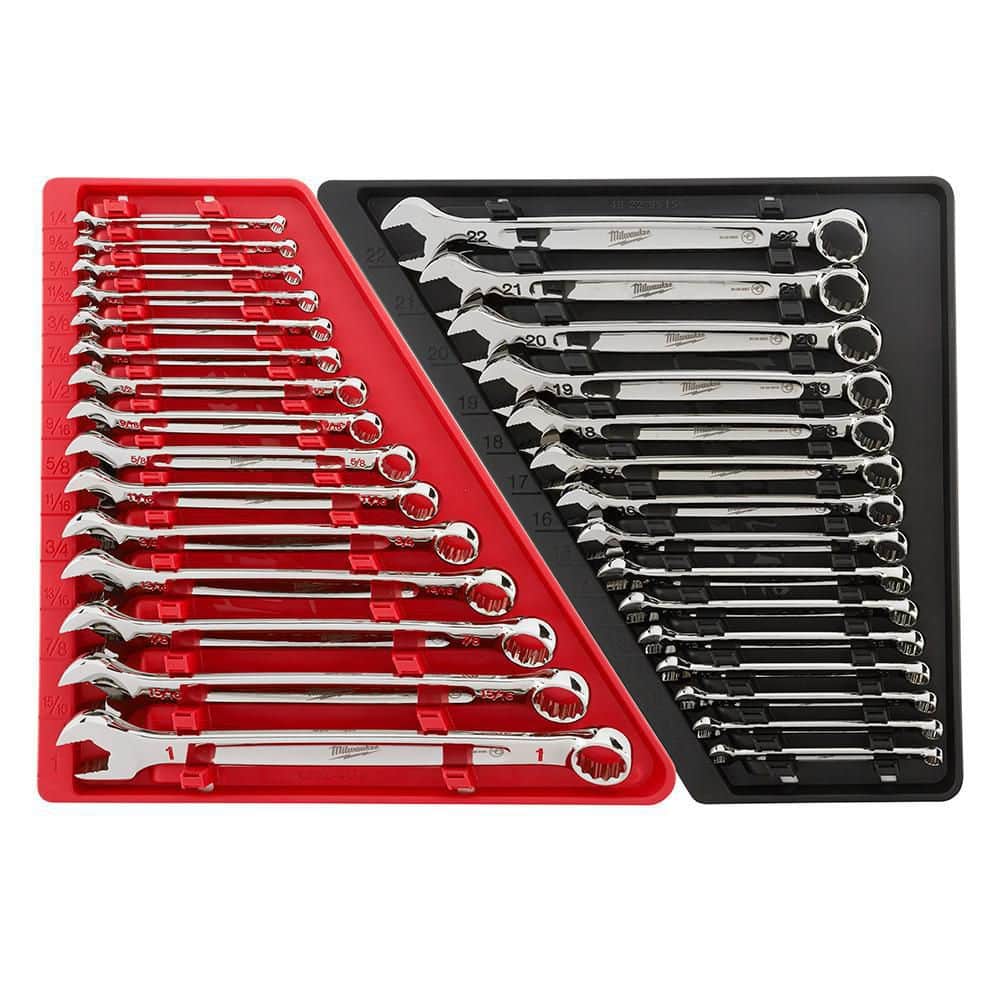 Milwaukee Combination SAE and Metric Wrench Mechanics Tool Set (30-Piece)  48-22-9415-48-22-9515 The Home Depot
