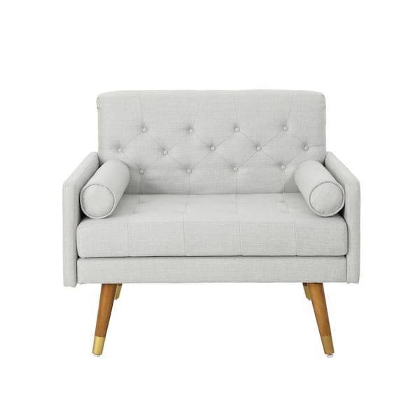 Noble House Eugene Mid-Century Modern Tufted Light Gray Fabric Club Chair