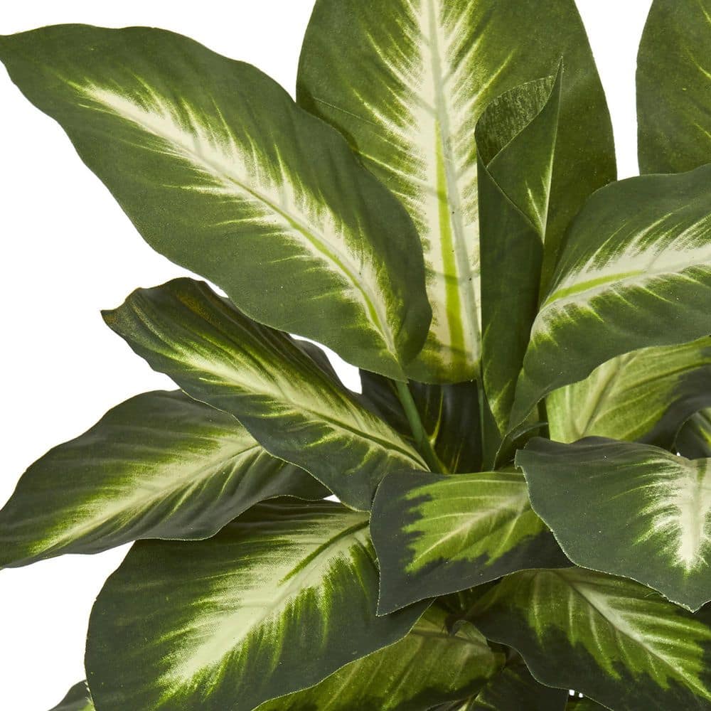 Green Leopard Lily Artificial Plant in Brown Ceramic Pot