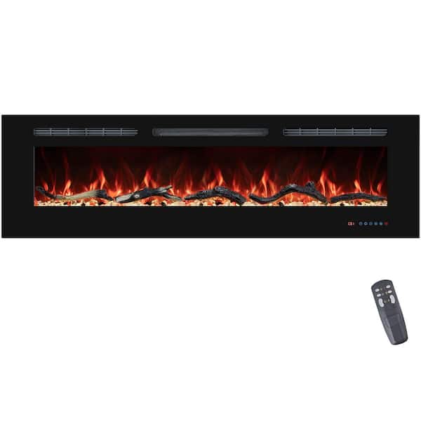Prismaster ...keeps your home stylish 74 in. Electric Fireplace Inserts, Wall Mounted with 13 Flame Colors, Thermostat in Black