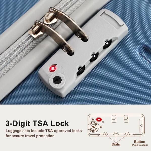 LIVACA 3-Piece Blue ABS Plastic Hardside TSA Lock 360° Spinner