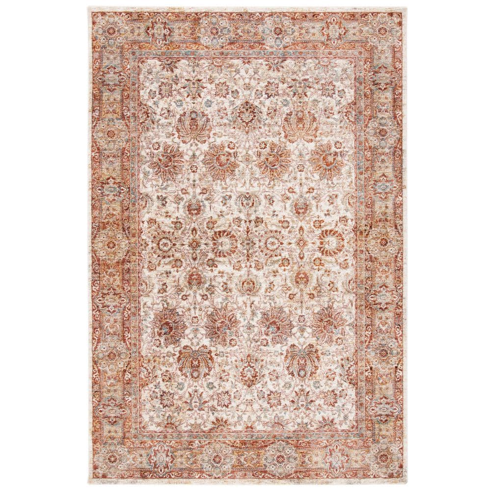 Distressed Cream Rust Rug SAFAVIEH Valencia 4 ft. x 6 ft. Ivory/Rust Distressed Border Area Rug ...