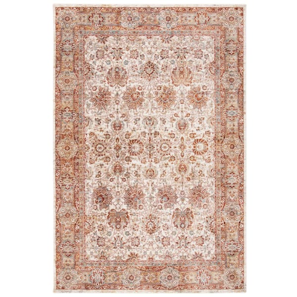 Valencia 8 ft. x 10 ft. Ivory/Rust Distressed Border Area Rug