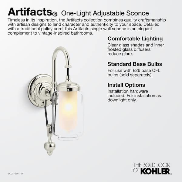 KOHLER Kraga 1-Light Matte Black Wall Sconce