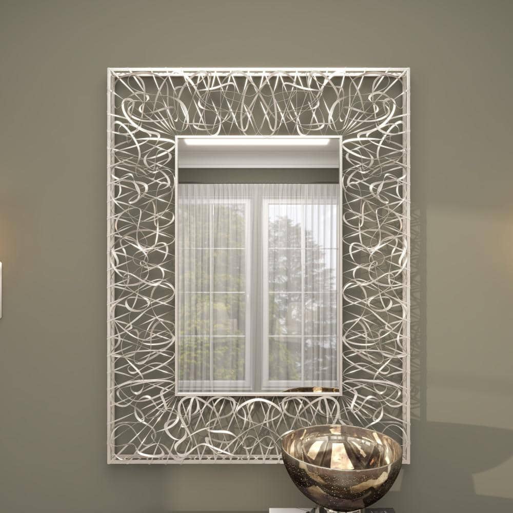 Silver Rectangular Full Length Iron Wall Mirror