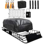 250 lb. Roof Rack Basket with 16 CF Roof Bag - Roof Rack Cargo Basket Adjusts from 43-64 in. L x 39 in. W x 6 in. H