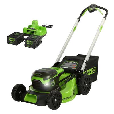 PRO 21 in. 60V Battery Cordless Self-Propelled Walk-Behind Lawn Mower with (2) 4.0 Ah Battery and Charger