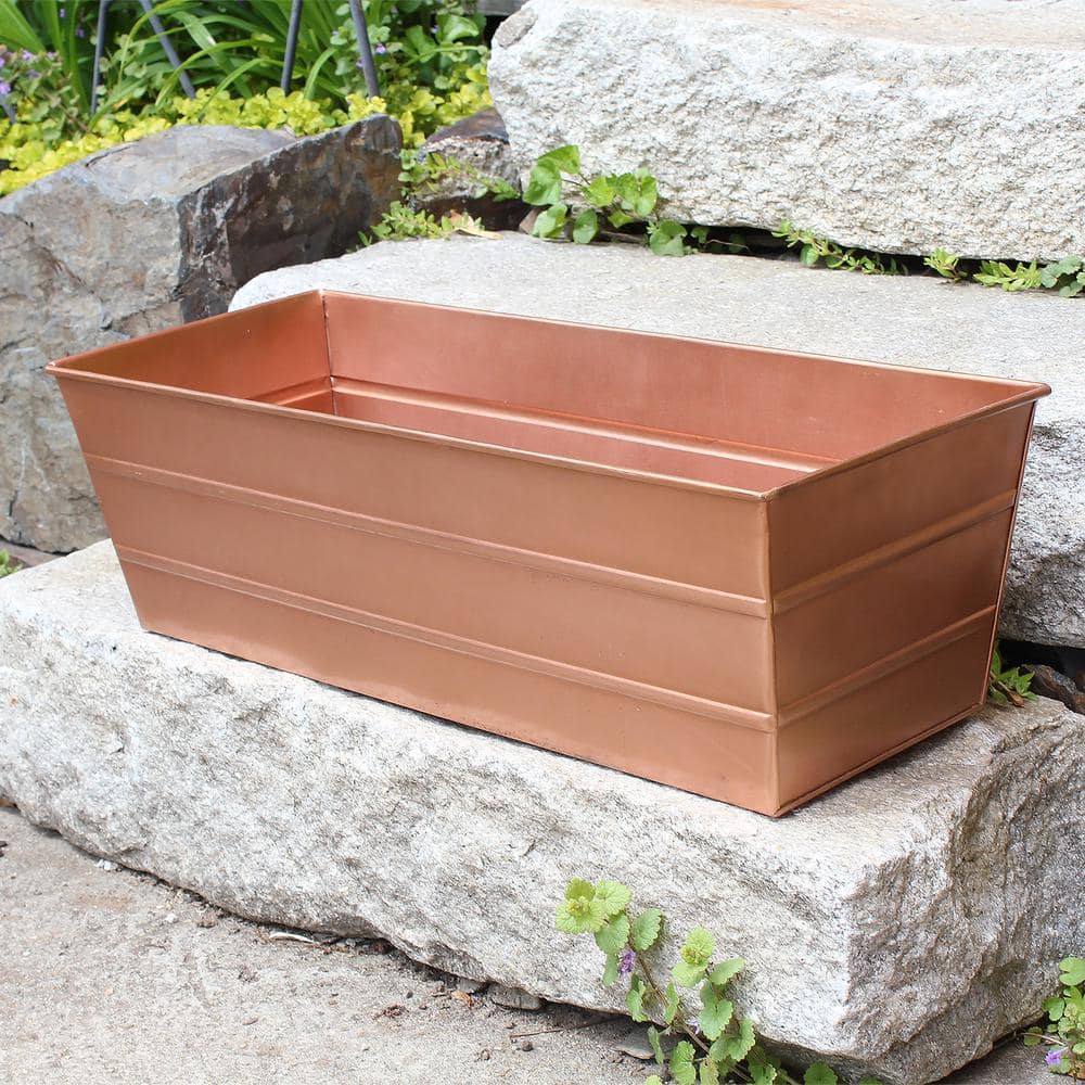 Medium Copper Plated Steel Window Flower Box Planter