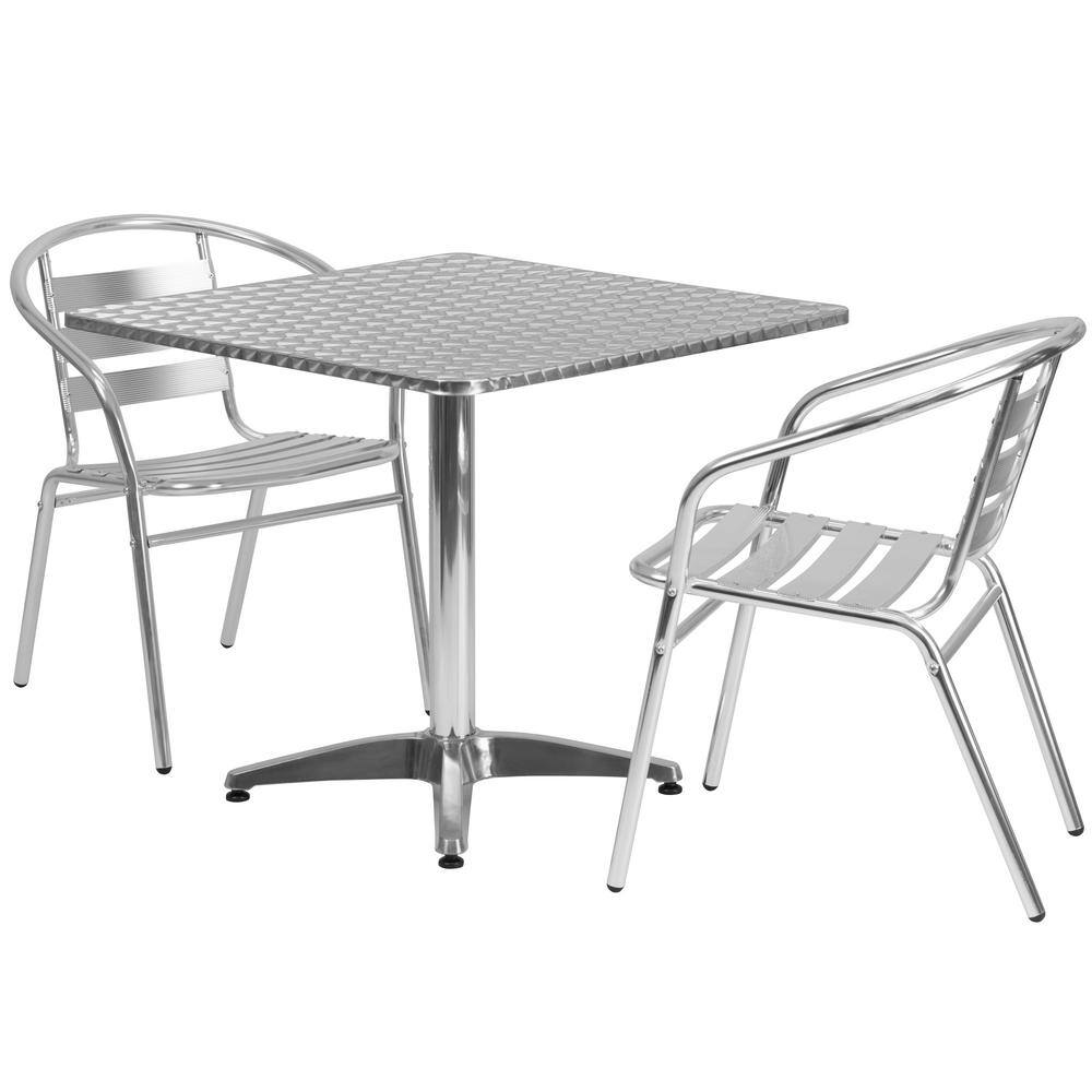 Carnegy Avenue Aluminum 3Piece Metal Square Outdoor Bistro Set CGATLH