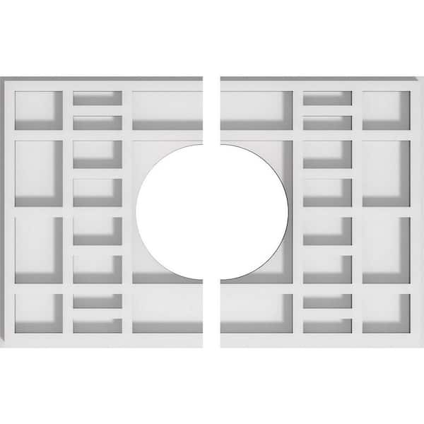 Ekena Millwork 12 in. W x 8 in. H x 4 in. ID x 1 in. P Beaux Architectural Grade PVC Contemporary Ceiling Medallion (2-Piece)