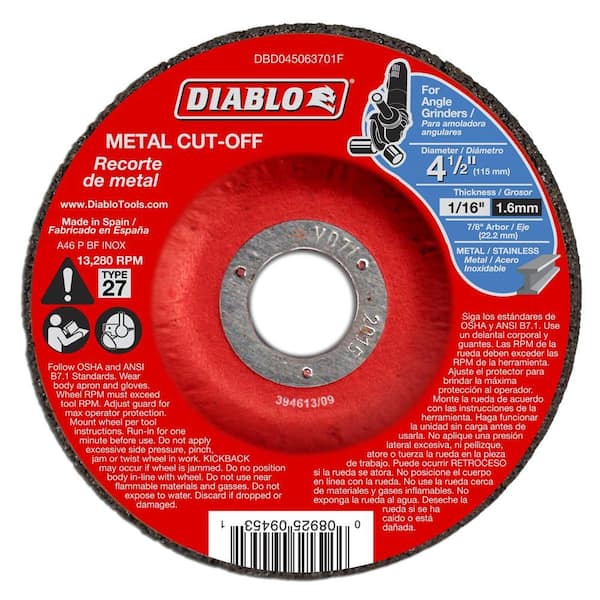 4-1/2 in. x 1/16 in. x 7/8 in. Metal Cut-Off Disc with Type 27 Depressed Center (10-Pack)