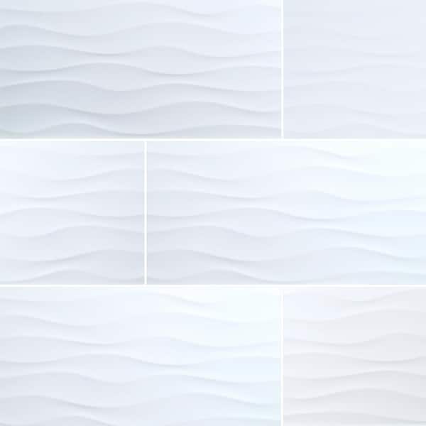 MSI Dymo Wavy White 12 in. x 24 in. Glossy Ceramic Wall Tile (16 sq. ft./Case)