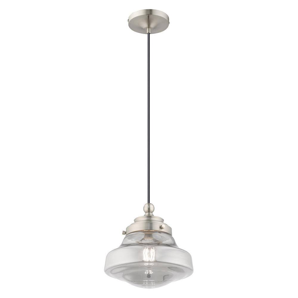 Brushed Nickel Mini Pendant with Smoke Glass Shade