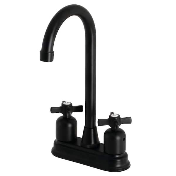 Kingston Brass Millennium 2-Handle Deck Mount Gooseneck Bar Prep Faucets in Matte Black