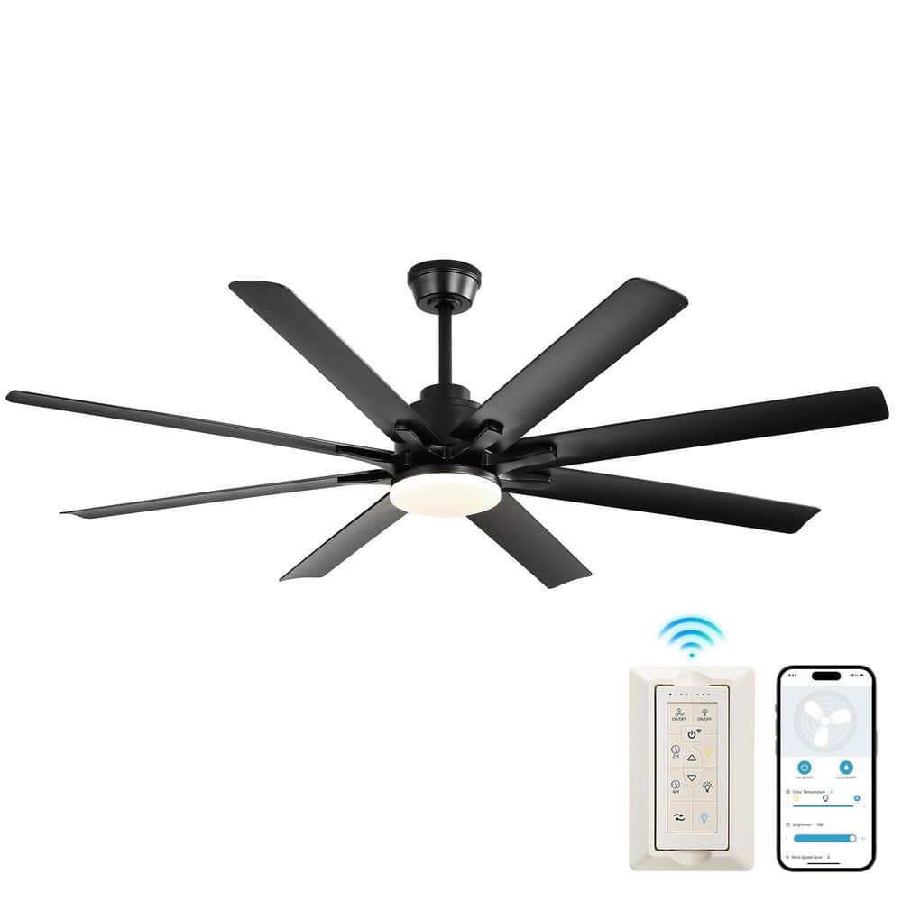 52 in. Indoor/Outdoor Integrated LED Windmill Smart Black Ceiling Fan with Light, Remote and App Control price history on PriceWatchPro