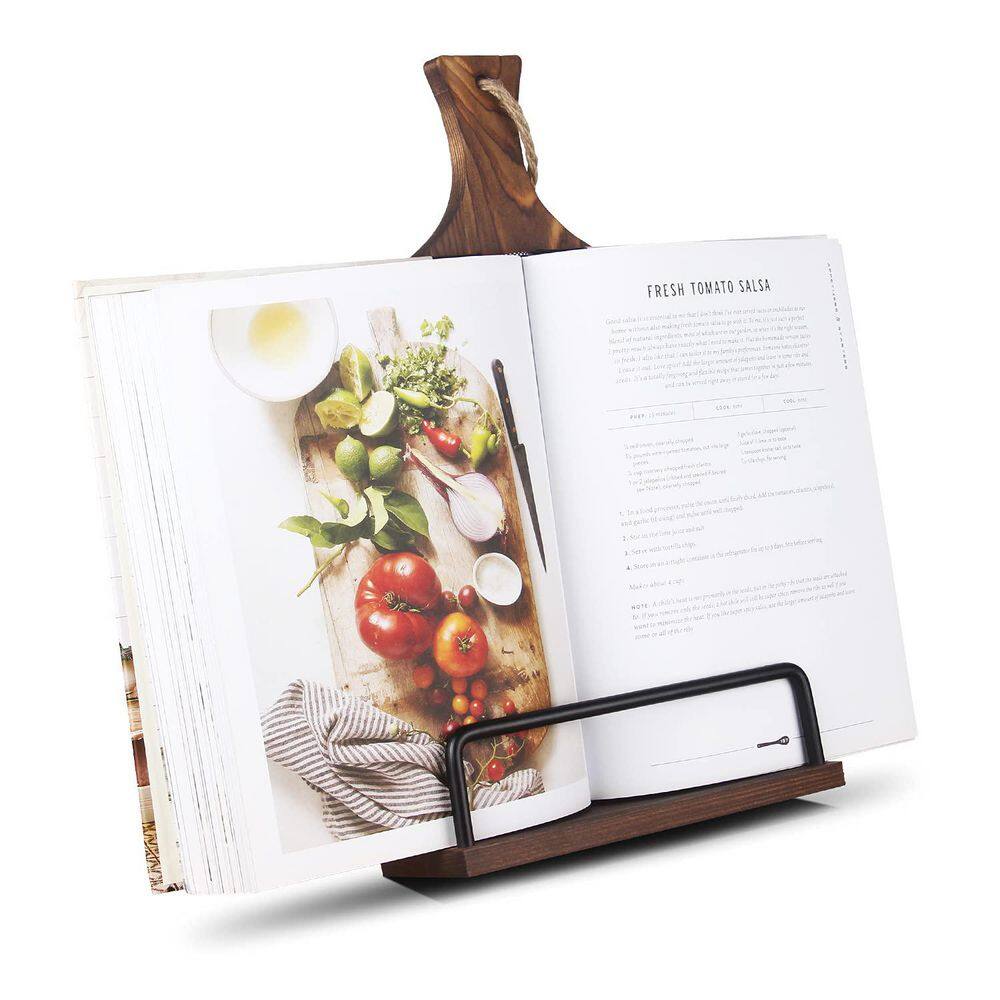 Adjustable Wooden Cookbook Stand for Kitchen Counter with Metal Rod, Fits Tablets and Recipe Books price history on PriceWatchPro