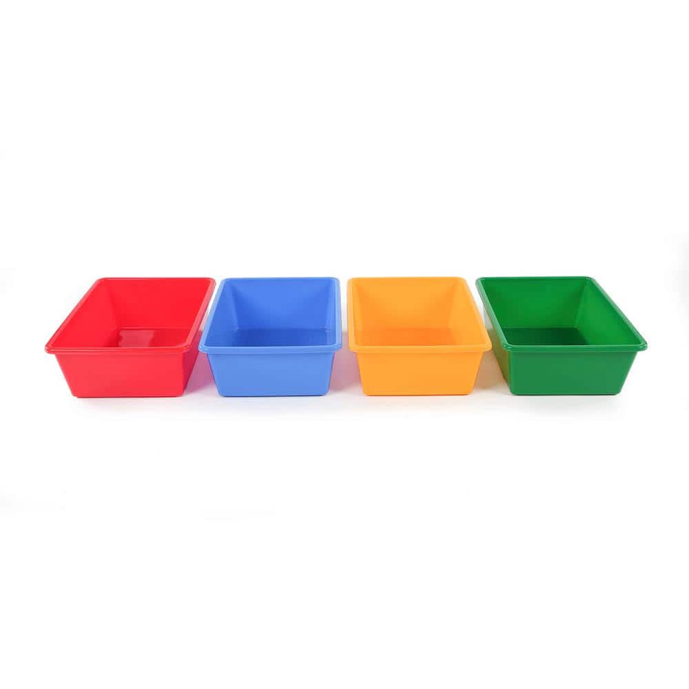 Large Primary Color Plastic Stackable Storage Bins, Set of 4