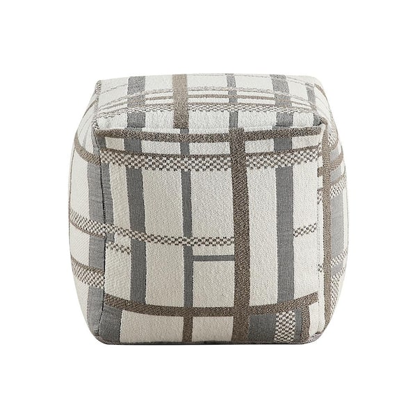 Lazzara Taurus Multi Color Jacquard Fabric Square Pouf