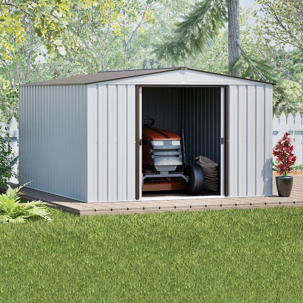 Newport 10 ft. W x 12 ft. D 2 Coffee Galvanized Metal Shed
