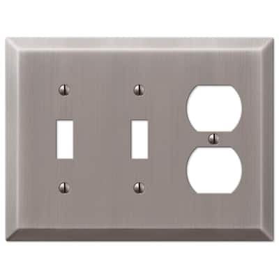 Metallic 3 Gang 2-Toggle and 1-Duplex Steel Wall Plate - Antique Nickel