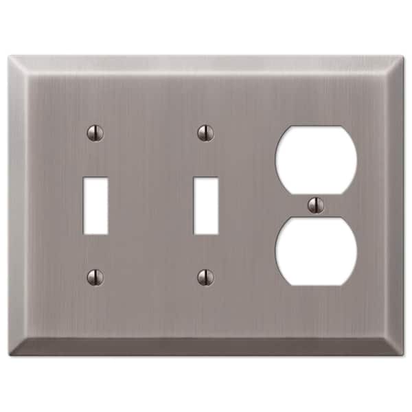 AMERELLE Metallic 3 Gang 2-Toggle and 1-Duplex Steel Wall Plate - Antique Nickel